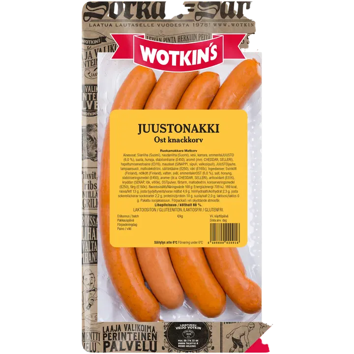 Wotkin´s 240 g Juustonakki ruokamakkara