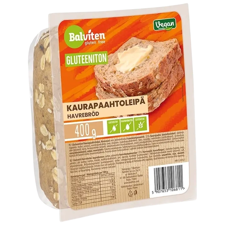 Balviten Gluteeniton Kaurapaahtoleipä 400g