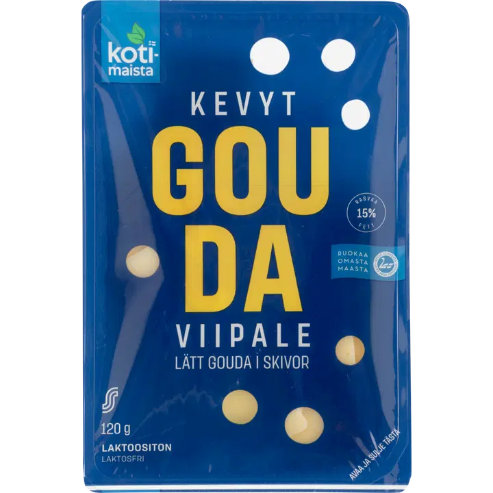 Kotimaista kevyt goudajuusto viipale 120 g