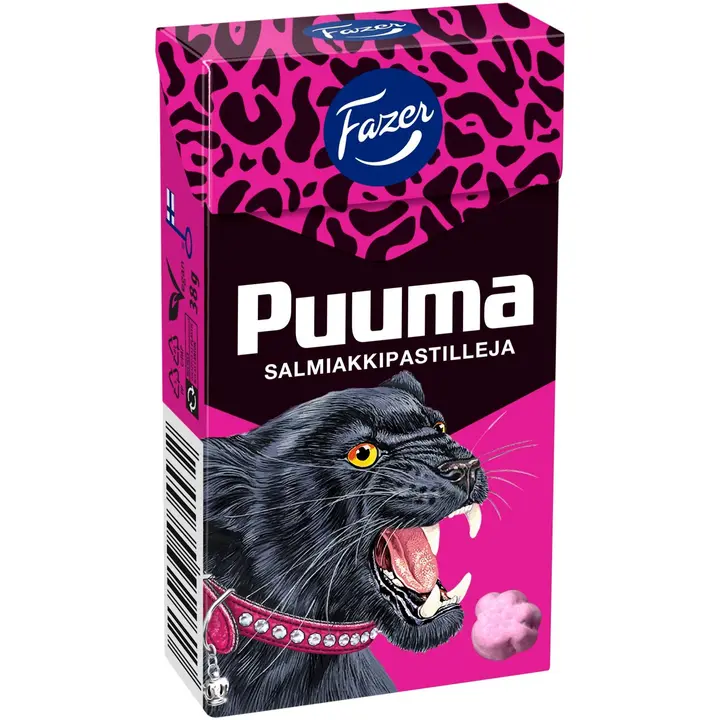 Fazer Pantteri Puuma Salmiakkilakritsirakeita 38g