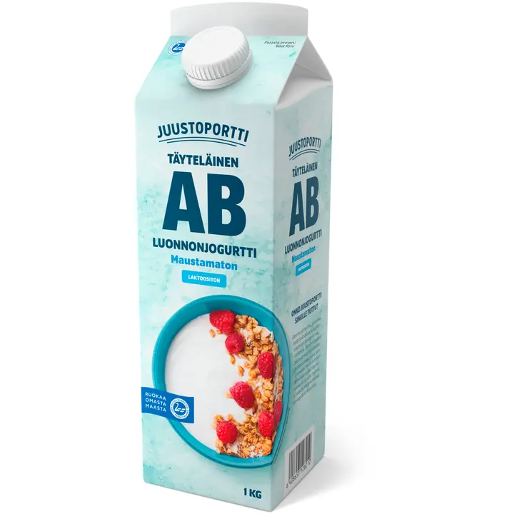 Juustoportti täyteläinen AB-luonnonjogurtti 1 kg maustamaton laktoositon