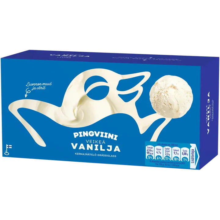 Pingviini Vanilja kermajäätelö kotipakkaus 1L/495g