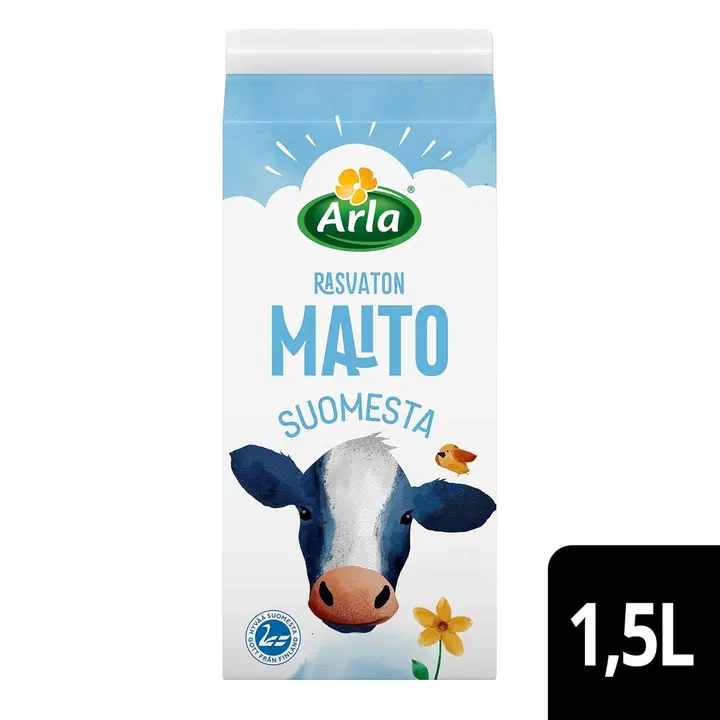 Arla 1,5 L fettfri mjölk Suomesta