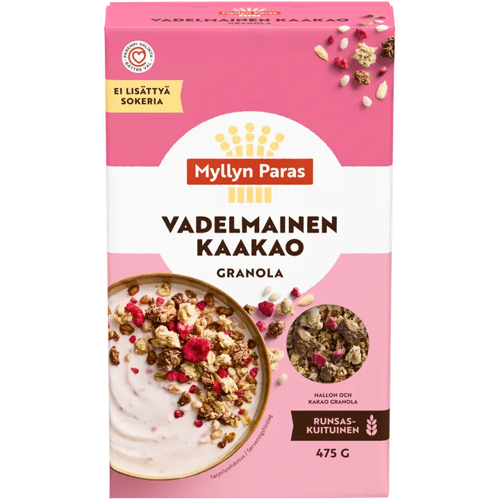 Myllyn Paras Vadelmainen Kaakao granola 475g