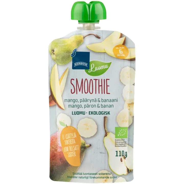 Rainbow smoothie mango, banaani & päärynä luomu 110 g 6 kk