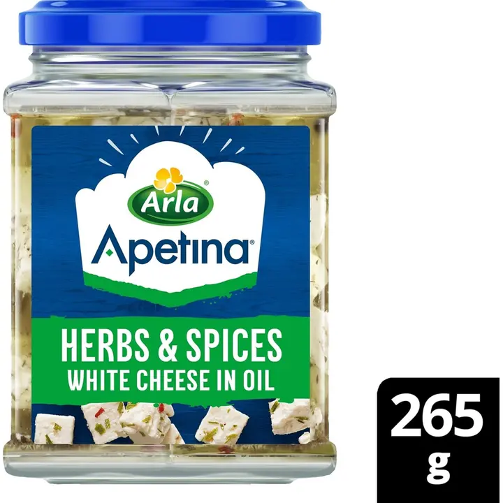 Arla Apetina 265/150g salaattijuustokuutiot maustetussa öljyssä yrtit ja mausteet