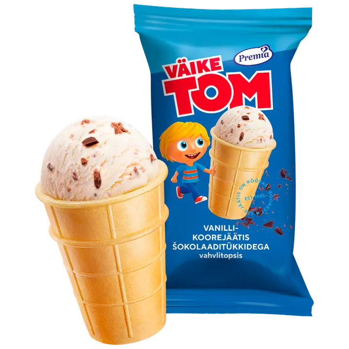 Väike Tom vanillijäätis šokolaadilaastudega, 120 ml