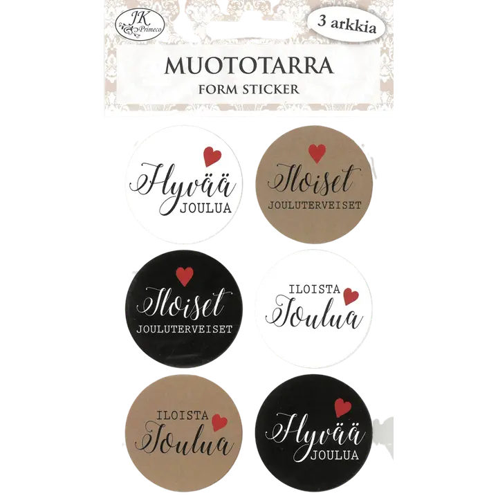 J.K. Primeco Muototarra Joulutoivotukset musta-natur 3 ark