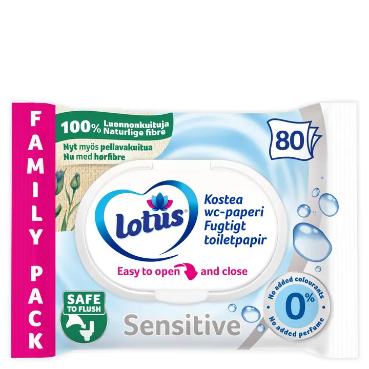 LOTUS Kostea wc-paperi Sensitive 80 kpl