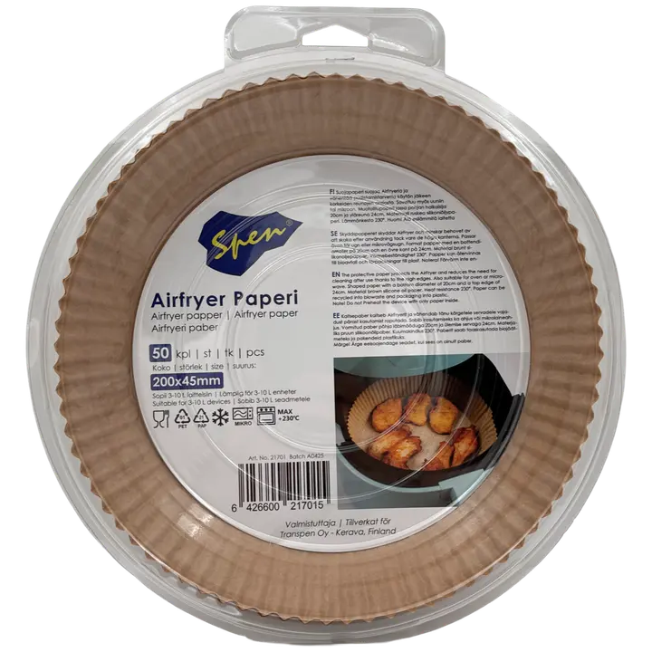 Spen air Fryer paperi 20x4,5cm 50kpl pyöreä