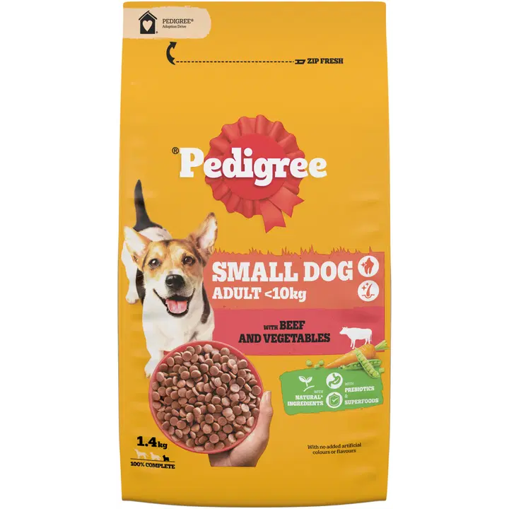 Pedigree <10kg kuivtoit väikestele koertele veiselihaga 1,4 kg