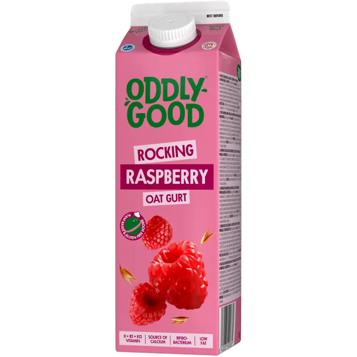 Oddlygood® kaurapohjainen gurtti 1 kg vadelma gluteeniton
