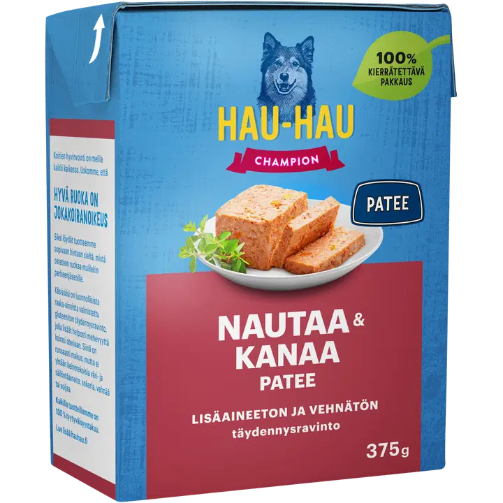 Hau-Hau Champion Nautaa ja kanaa patee 375 g