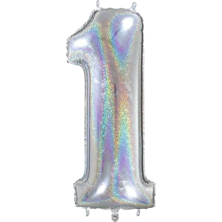 Numerofolio 1 holograafinen hopea 66 cm
