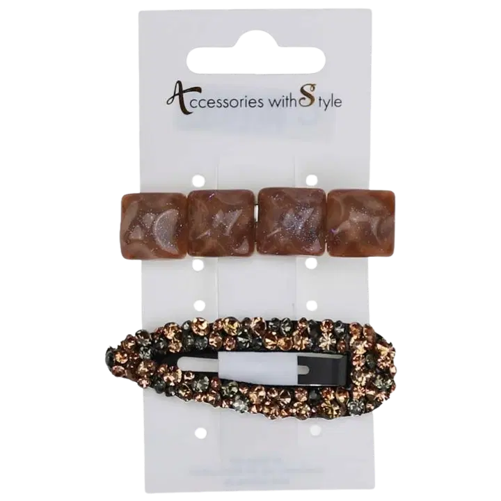 Juukseklambrite komplekt pruun