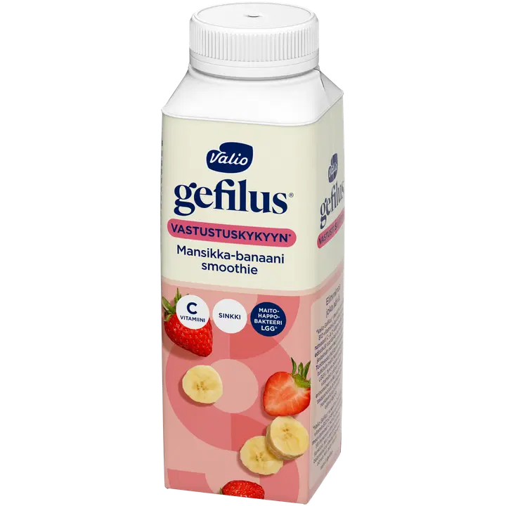 Valio Gefilus® Smoothie jogurttijuoma mansikka-banaani laktoositon 2,5 dl