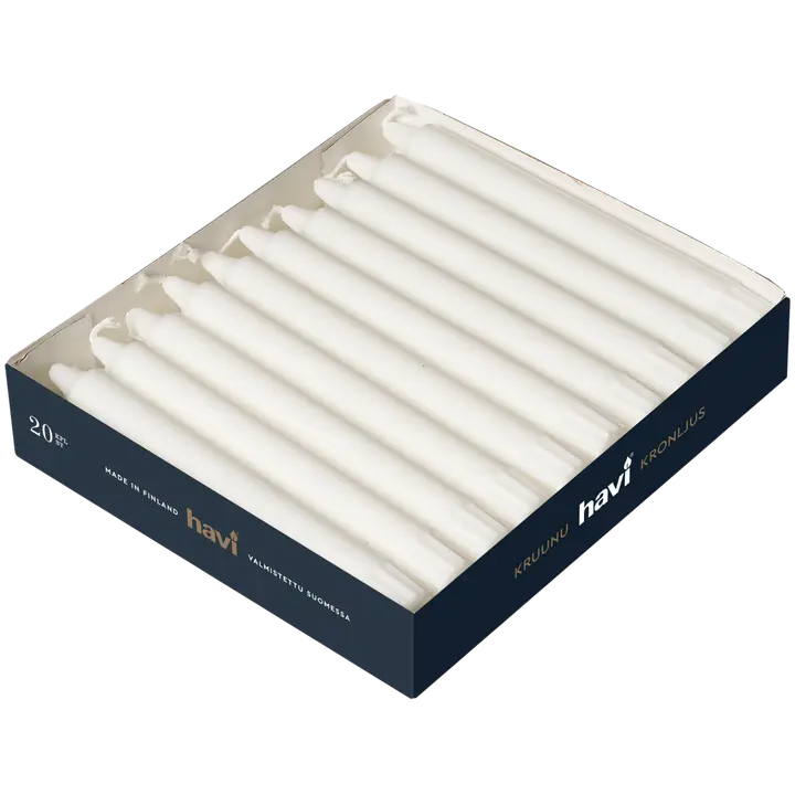 Havi valkoinen kruunukynttilä 20cm 20kpl