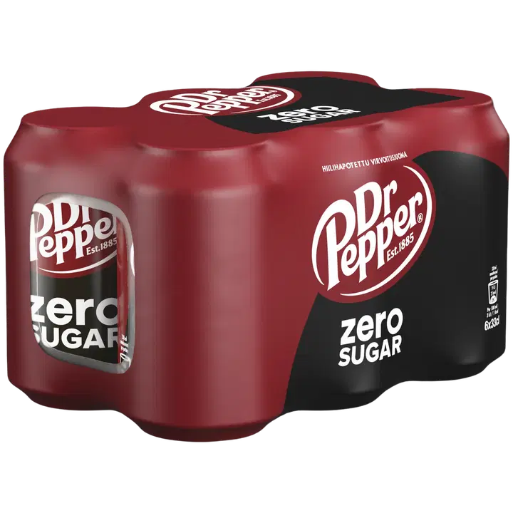 6-pack Dr Pepper Zero virvoitusjuoma tölkki 0,33 L