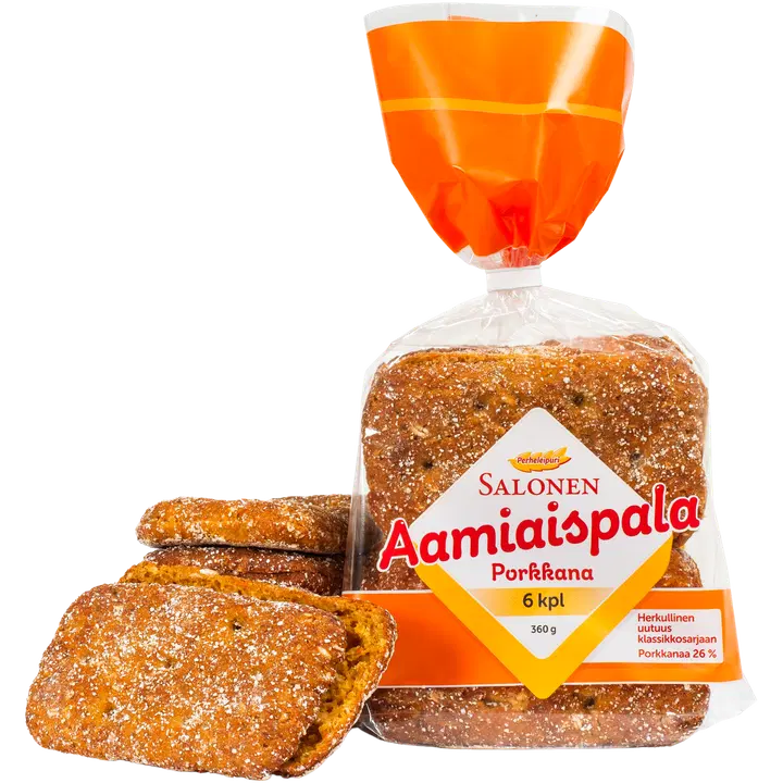 Perheleipuri Salonen Aamiaispala porkkana 6/360 g porkkanalla maustettu sekaleipä, halkaistu