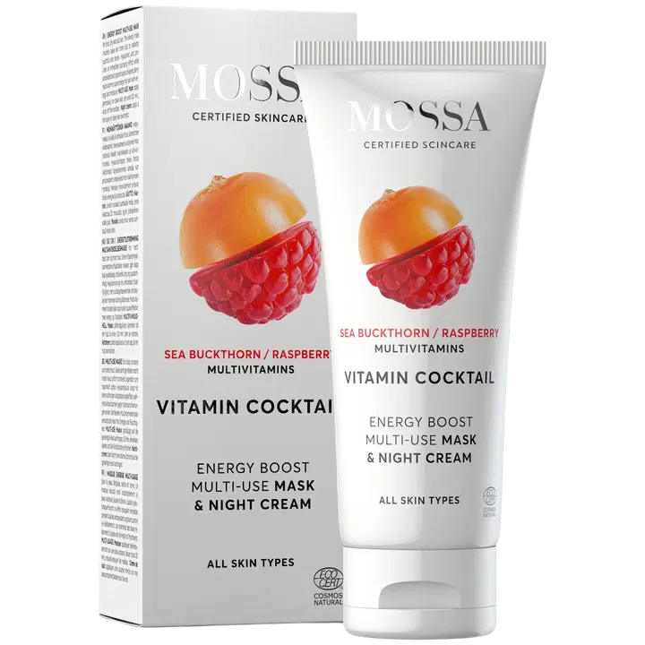 Mossa Vitamin Cocktail Energy Boost Multi-Use Mask & Night Cream naamio ja yövoide COSMOS NATURAL 60 ml