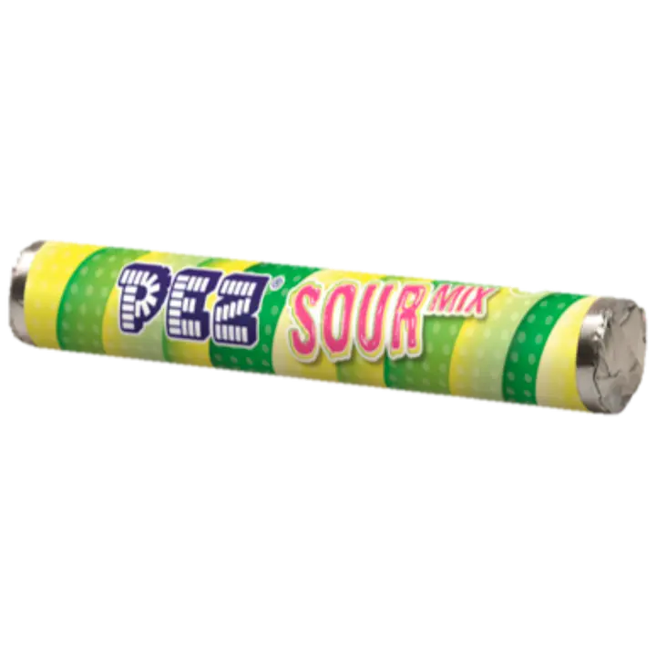 Pez Giant Sour Mix Roll 46g, kirpeitä hedelmänmakuisia makeisia