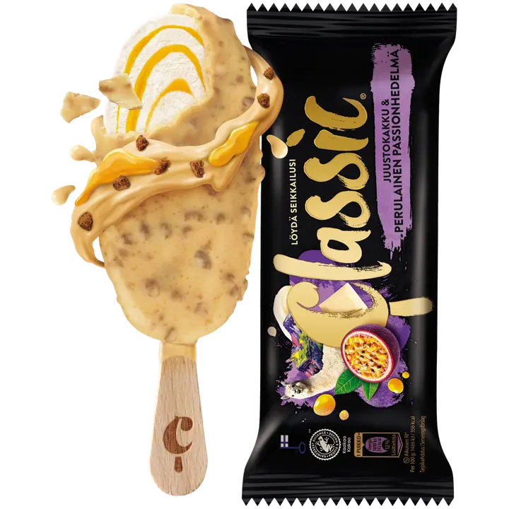Classic Juustokakku & perulainen passionhedelmä kermajäätelöpuikko 68g/90ml
