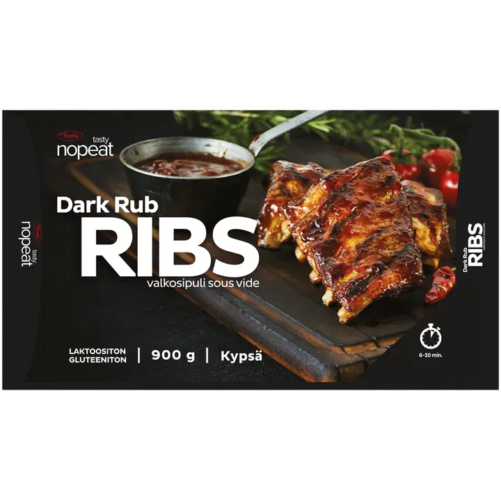Pouttu Nopeat Ribs Dark RUB valkosipuli 900g