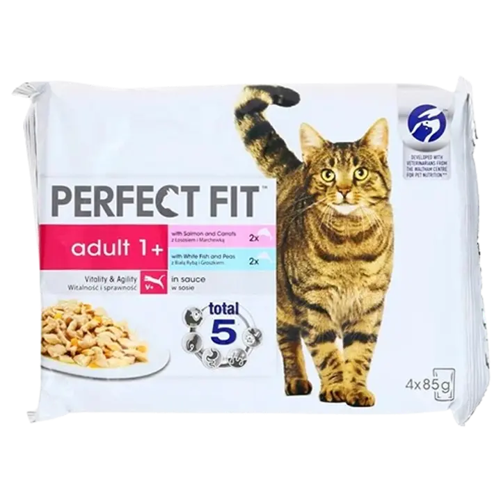 PERFECT FIT Eined kassidele, 4-pakk, kala 4x85g