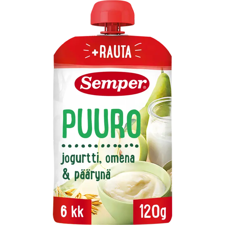 Semper Puuro Jogurtti omena & päärynä 6kk käyttövalmis lastenpuuro 120g
