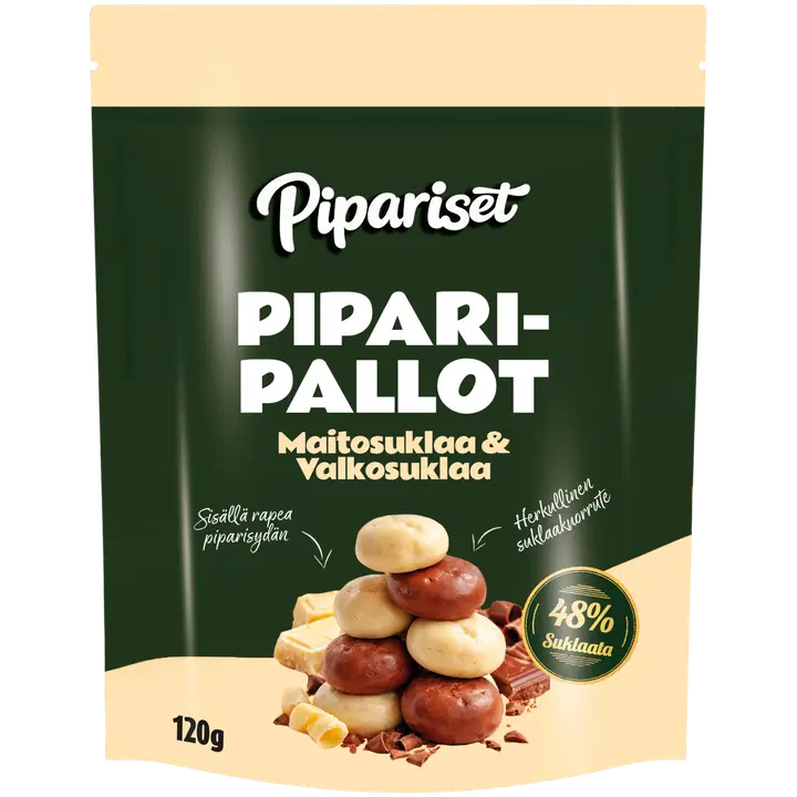 Pipariset Piparipallot Valko- ja Maitosuklaa 120g