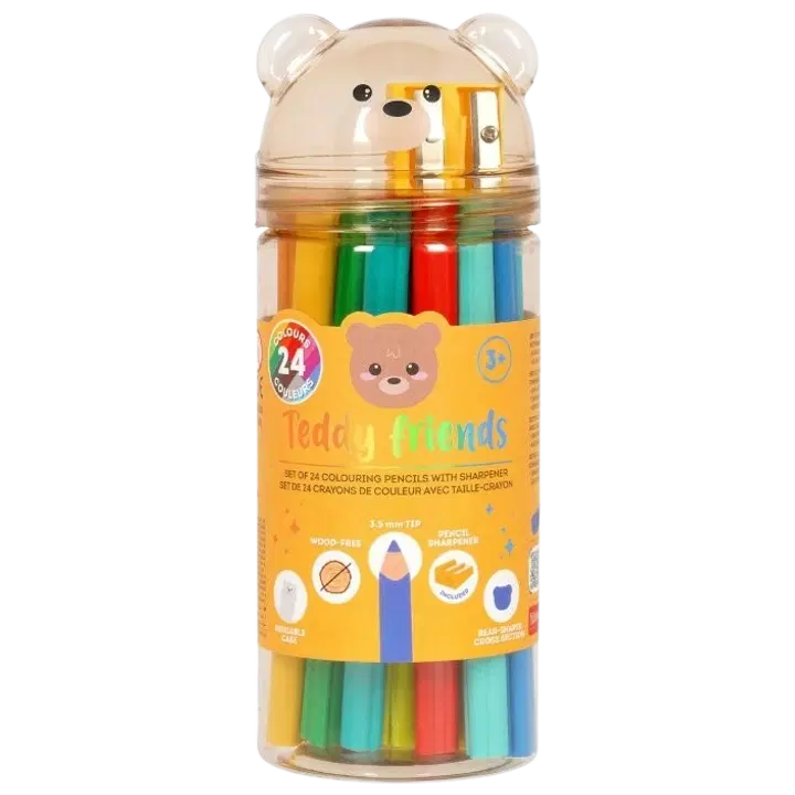 Legami värvipliiats 24 tk teddy bear teritajaga