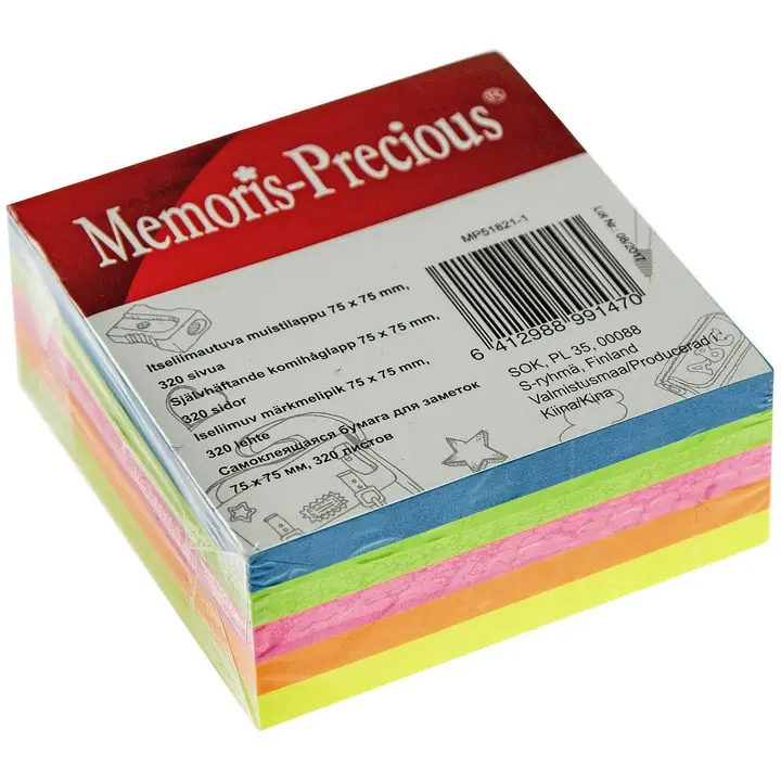 Memoris Precious muistilappu neon 75x75 mm 320 sivua