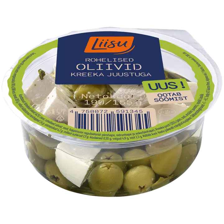 Liisu rohelised oliivid Kreeka juustuga, 190g