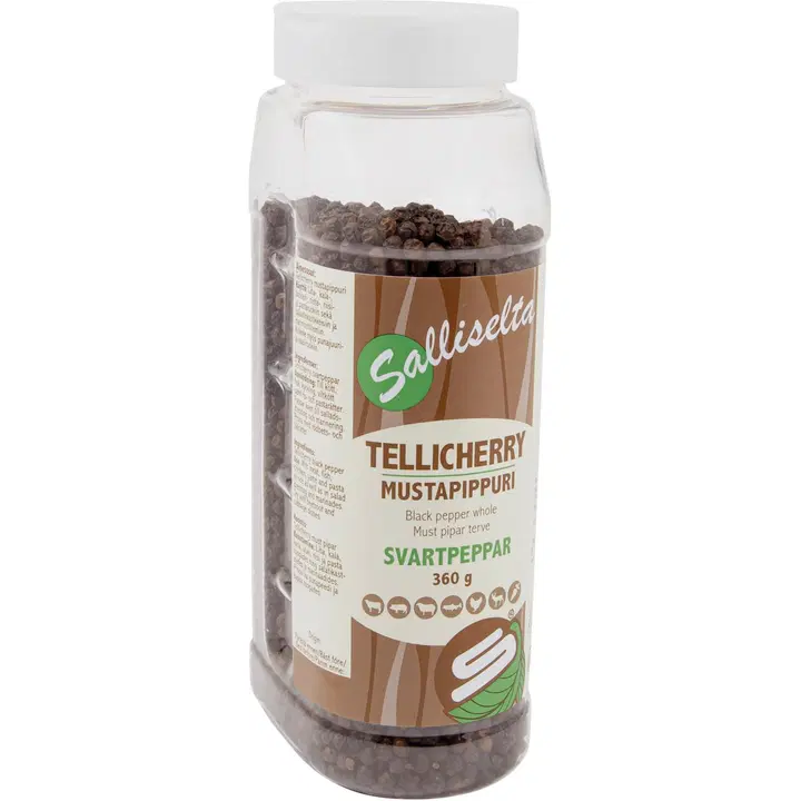 Salliselta Tellicherry mustapippuri kokonainen 360g