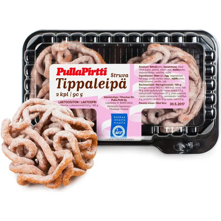 PullaPirtti Tippaleipä 2/90g lakton täytteetön kahvileipä