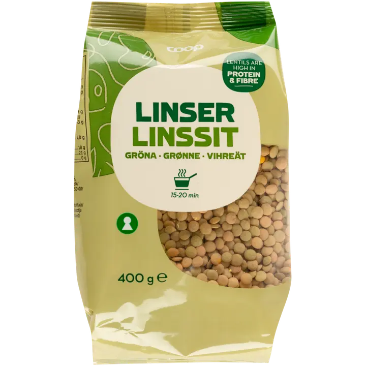 Coop vihreät linssit 400 g