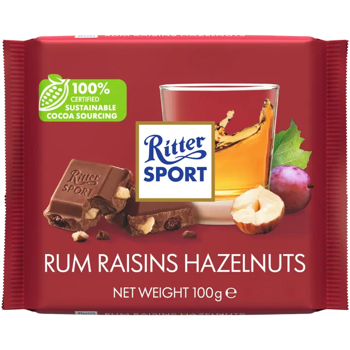 Ritter Sport rummi- rosina-pähkli piimašokolaad 100g