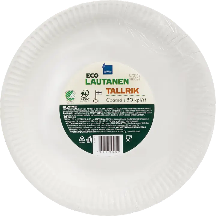 Rainbow Eco lautanen 23cm 30kpl