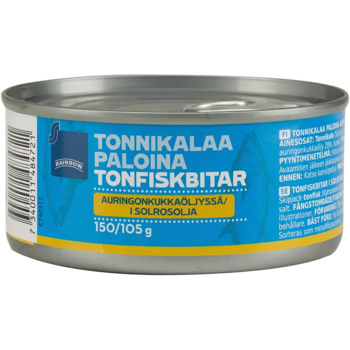 Rainbow 150/105g tonnikalaa paloina auringonkukkaöljyssä