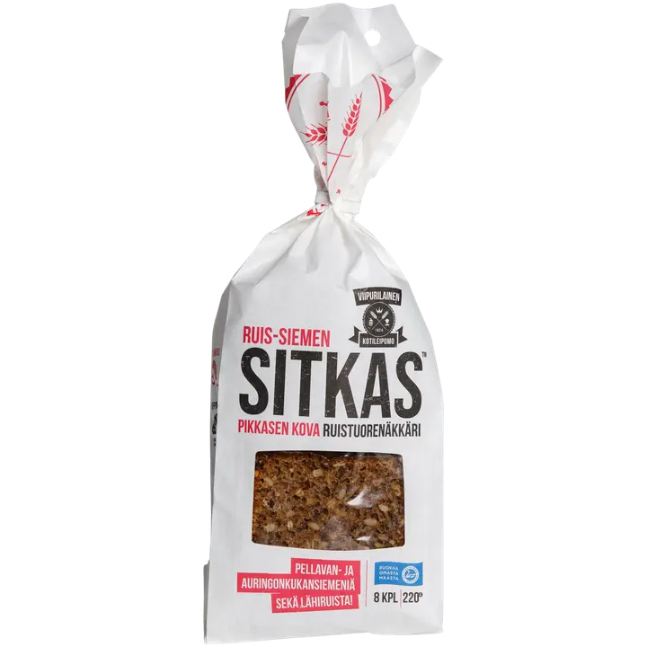 Viipurilainen 220g Sitkas 100% ruis-siemen tuorenäkkäri 8kpl