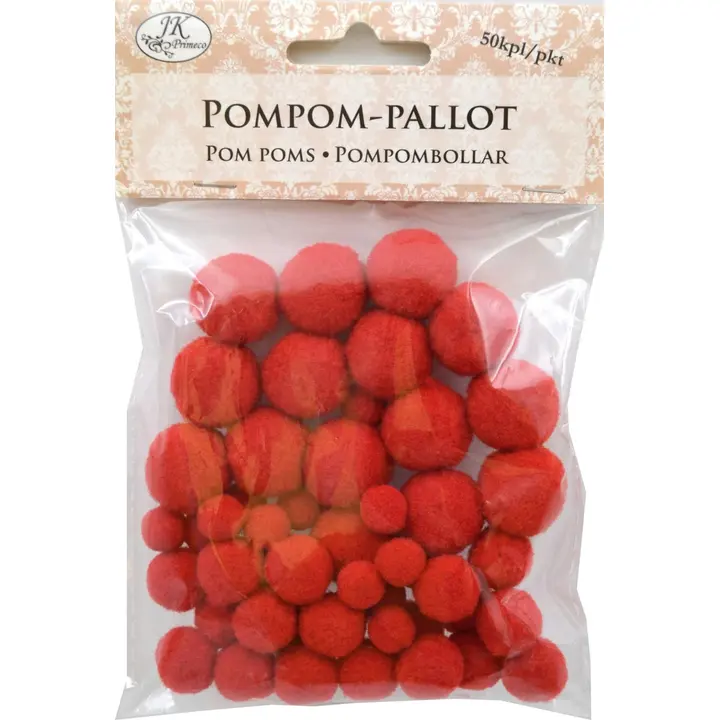 J.K. Primeco Pompom-pallot punainen 50kpl/pkt
