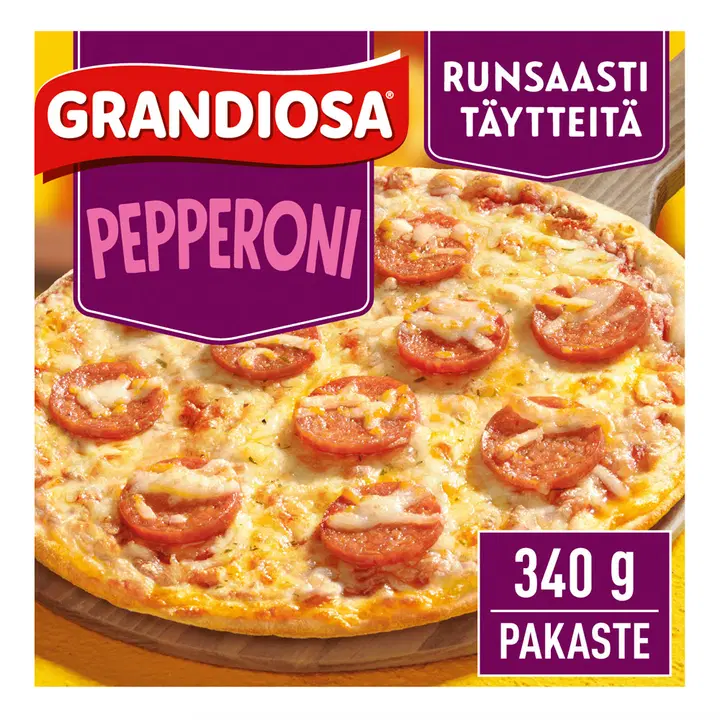 Grandiosa pepperoni stenugnsbakad fryst pizza 340g
