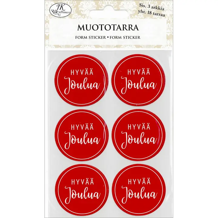 J.K. Primeco Muototarra hyvää joulua punainen 3ark/pkt