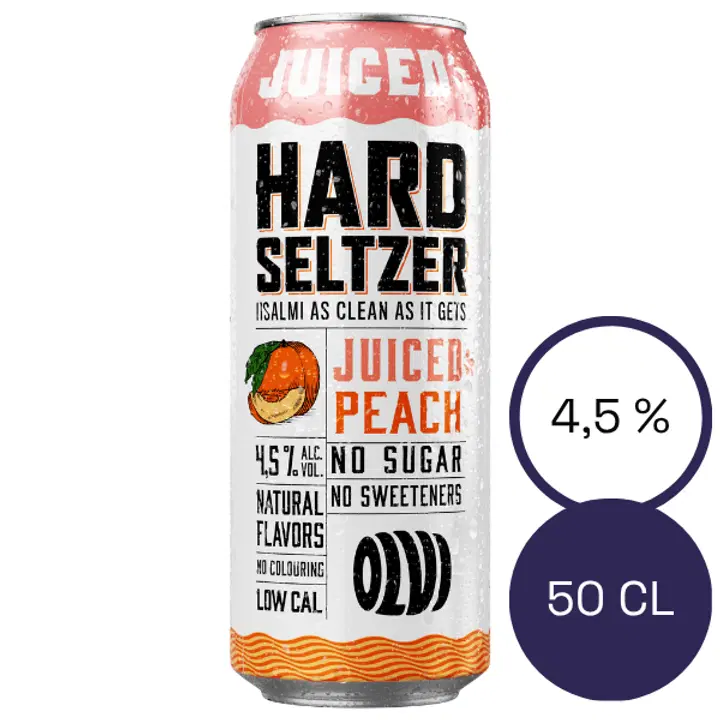 OLVI Hard Seltzer Juiced Peach 4,5 % 0,5 l burk
