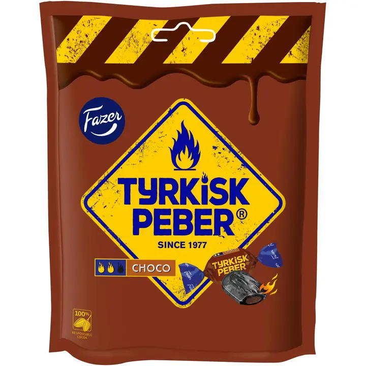 Fazer Tyrkisk Peber Choco salmiakki karkkipussi 120g