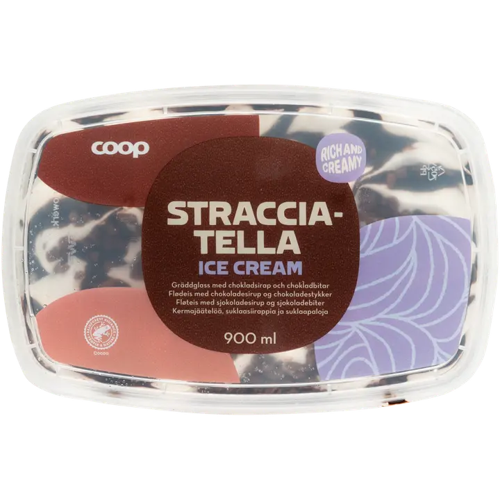 Coop stracciatellakermajäätelö 900 ml/450 g