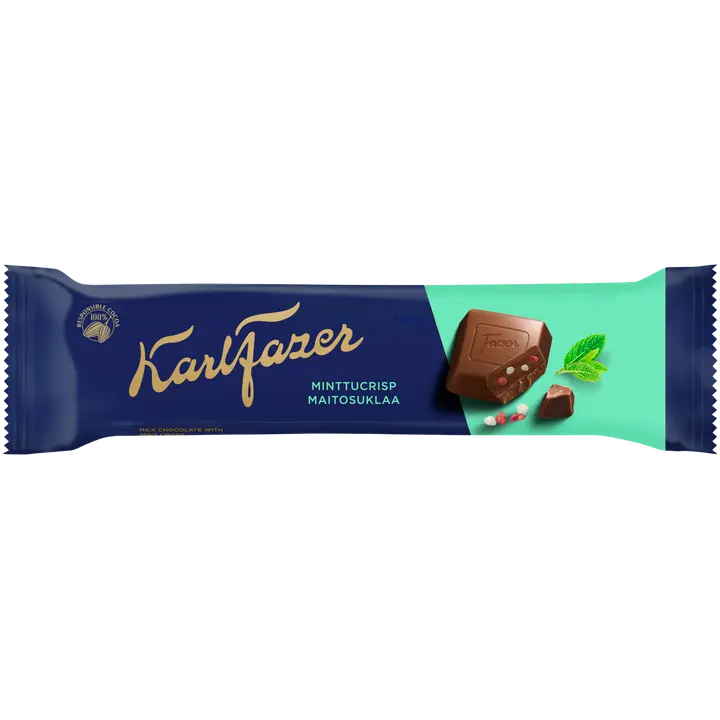 Karl Fazer maitosuklaapatukka minttucrisp 37g
