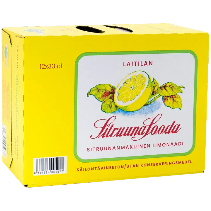 12 x Laitilan Sitruunasooda 0,33L sitruunanmakuinen limonaadi