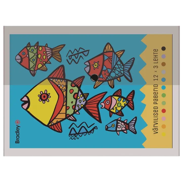 Värviline paber a4, 36 lehte, 12 värvi,