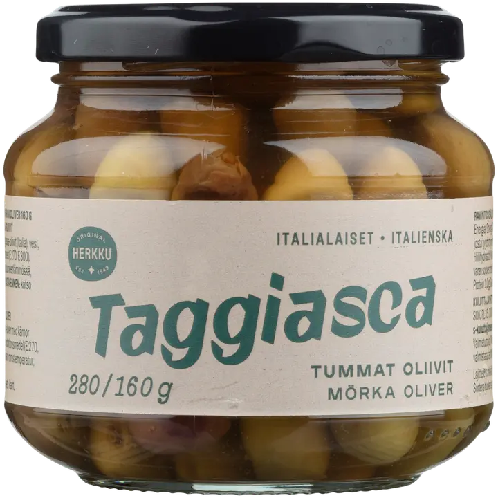 Herkku Taggiasca italialaiset tummat oliivit 280g/160g
